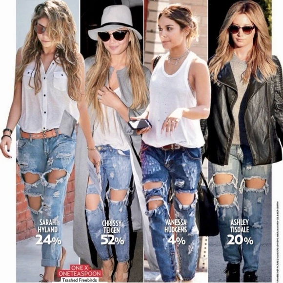 NWT ONE by One Teaspoon ‘Trashed Free Birds’ Jeans in “Harley” Gray Wash Size 28 - Picture 2 of 16